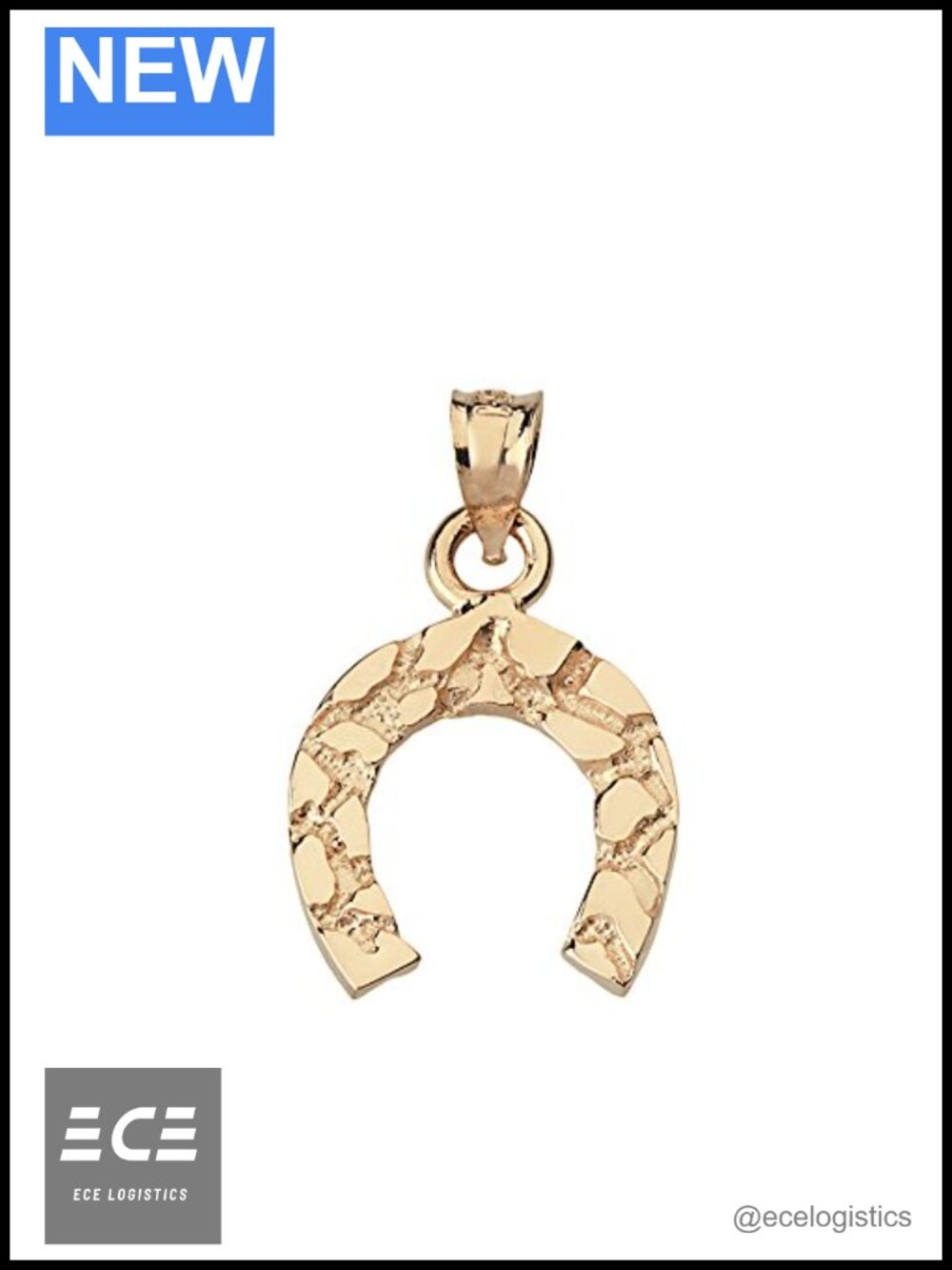 10K Yellow Gold Horseshoe Charm Pendant Necklace or Bracelet